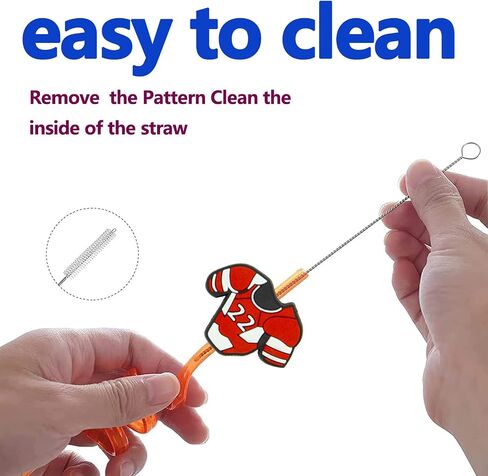 24 pcs Ice Hockey Theme Straight Reusable Straws for Ice Hockey Sports Party Favors, Daily Drink Straws, Birthday Party, Class Reunion, Sports Party Supplies with 2 Cleaning Brush. (6 colors) in Saudi Arabia