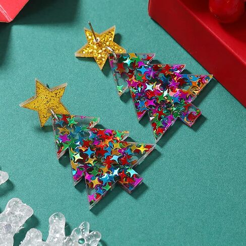 Red Crystal Bell Christmas Hat Earrings Santa Claus Christmas Tree Dangle Earrings Asymmetric Elk Santa Hat Butterfly Bell Christmas Earrings Rhinestone Christmas Stud Earrings for Women Teen Girls in Kuwait