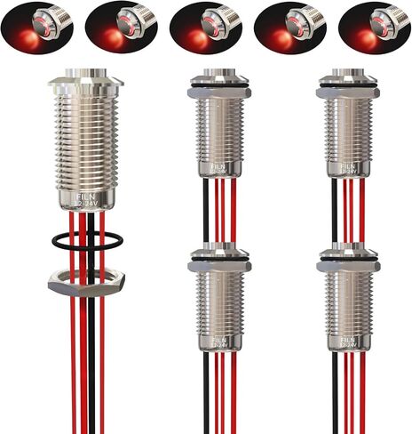 5pcs 12(1/2'') 12V 24V High Head Metal Push Button Switch Red Green Yellow Blue White Latching Car Boat Outdoor Switch（Stainless Steel Latching Red 5） in Saudi Arabia