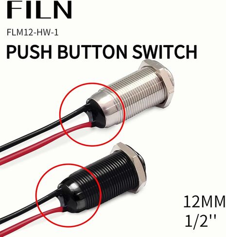 5pcs 12(1/2'') 12V 24V High Head Metal Push Button Switch Red Green Yellow Blue White Latching Car Boat Outdoor Switch（Stainless Steel Latching Red 5） in Saudi Arabia