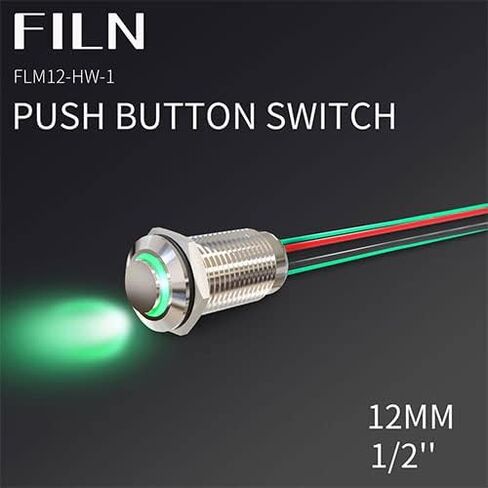 5pcs 12(1/2'') 12V 24V High Head Metal Push Button Switch Red Green Yellow Blue White Latching Car Boat Outdoor Switch（Stainless Steel Latching Red 5） in Saudi Arabia