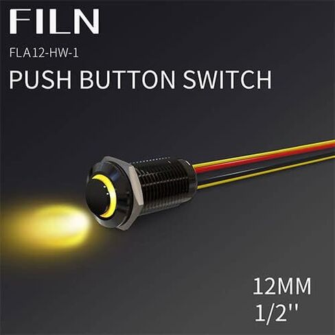 5pcs 12(1/2'') 12V 24V High Head Metal Push Button Switch Red Green Yellow Blue White Latching Car Boat Outdoor Switch（Stainless Steel Latching Red 5） in Saudi Arabia