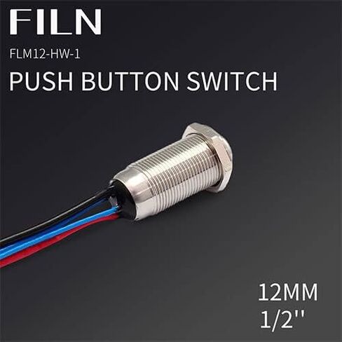5pcs 12(1/2'') 12V 24V High Head Metal Push Button Switch Red Green Yellow Blue White Latching Car Boat Outdoor Switch（Stainless Steel Latching Red 5） in Saudi Arabia
