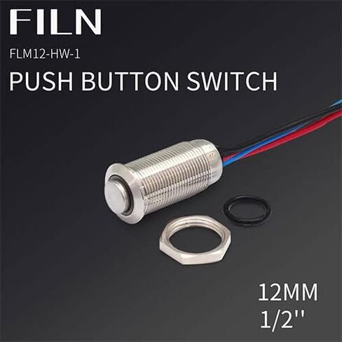 5pcs 12(1/2'') 12V 24V High Head Metal Push Button Switch Red Green Yellow Blue White Latching Car Boat Outdoor Switch（Stainless Steel Latching Red 5） in Saudi Arabia