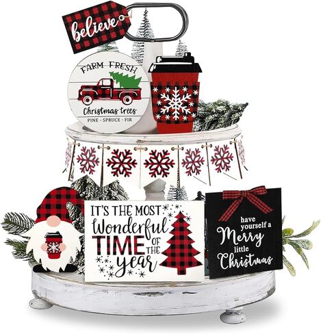 Varku 13 جهاز كمبيوتر شخصي عيد الميلاد صينية زينة مجموعة، مزرعة زينة طاولة عيد الميلاد، الجاموس منقوشة عيد الميلاد ديكور الطاولة، عيد الميلاد علامة خشبية لعيد الميلاد حزب المنزل عطلة المطبخ in Kuwait