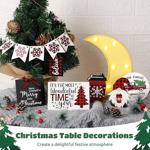 Varku 13 جهاز كمبيوتر شخصي عيد الميلاد صينية زينة مجموعة، مزرعة زينة طاولة عيد الميلاد، الجاموس منقوشة عيد الميلاد ديكور الطاولة، عيد الميلاد علامة خشبية لعيد الميلاد حزب المنزل عطلة المطبخ in Kuwait