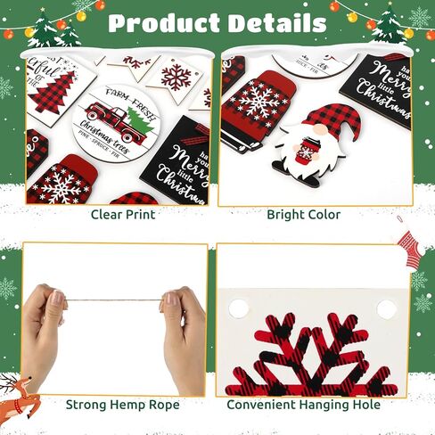 Varku 13 جهاز كمبيوتر شخصي عيد الميلاد صينية زينة مجموعة، مزرعة زينة طاولة عيد الميلاد، الجاموس منقوشة عيد الميلاد ديكور الطاولة، عيد الميلاد علامة خشبية لعيد الميلاد حزب المنزل عطلة المطبخ in Kuwait