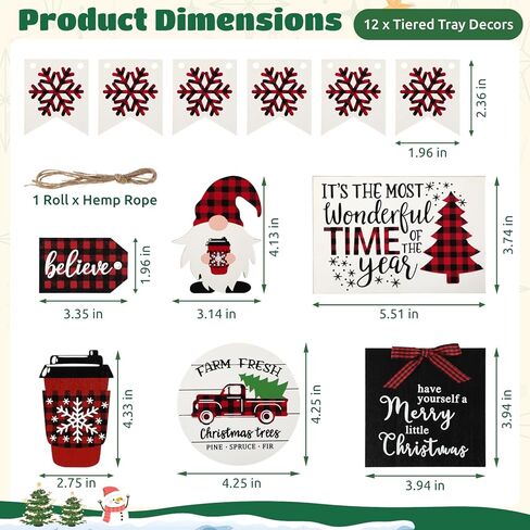 Varku 13 جهاز كمبيوتر شخصي عيد الميلاد صينية زينة مجموعة، مزرعة زينة طاولة عيد الميلاد، الجاموس منقوشة عيد الميلاد ديكور الطاولة، عيد الميلاد علامة خشبية لعيد الميلاد حزب المنزل عطلة المطبخ in Kuwait