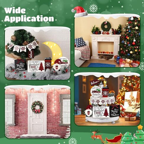 Varku 13 جهاز كمبيوتر شخصي عيد الميلاد صينية زينة مجموعة، مزرعة زينة طاولة عيد الميلاد، الجاموس منقوشة عيد الميلاد ديكور الطاولة، عيد الميلاد علامة خشبية لعيد الميلاد حزب المنزل عطلة المطبخ in Kuwait