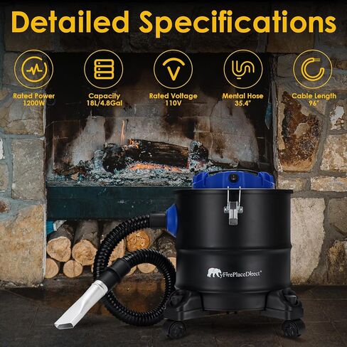 1200W Ash Vacuum 5 Gallon Ash Vacuum Cleaner Collector Bucket with Blow Function for Pellet Stoves, Wood Stoves, Fireplaces, BBQ Grills, Fire Pits in Saudi Arabia