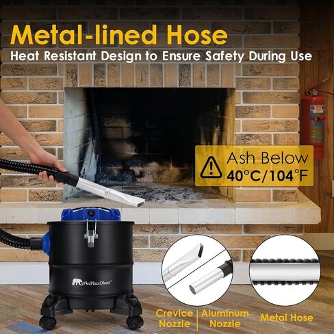 1200W Ash Vacuum 5 Gallon Ash Vacuum Cleaner Collector Bucket with Blow Function for Pellet Stoves, Wood Stoves, Fireplaces, BBQ Grills, Fire Pits in Saudi Arabia