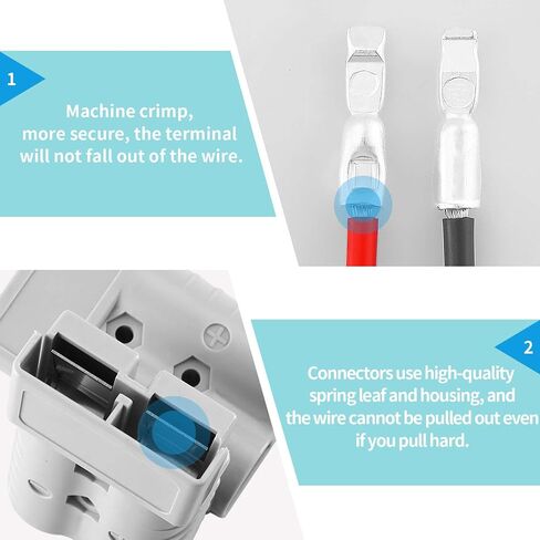 كابل رافعة شوكية كهربائية ببطارية 35 أمبير 10Awg بطول 0.82 قدم مع موصل سريع ومحطة من النوع O للعربات والسيارات السياحية والبطاريات والمحركات والجرارات (رمادي) in Saudi Arabia