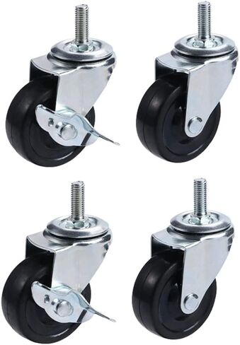 عجلات قدم، 3 بوصات (M12*25) مطاطية، نوع ثقيل، عجلة قدم صناعية بقضيب ملولب، عجلة دوارة معدنية بقفل، أثاث، عربة تسوق (4 مجموعات) in Saudi Arabia