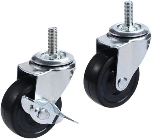 عجلات قدم، 3 بوصات (M12*25) مطاطية، نوع ثقيل، عجلة قدم صناعية بقضيب ملولب، عجلة دوارة معدنية بقفل، أثاث، عربة تسوق (4 مجموعات) in Saudi Arabia