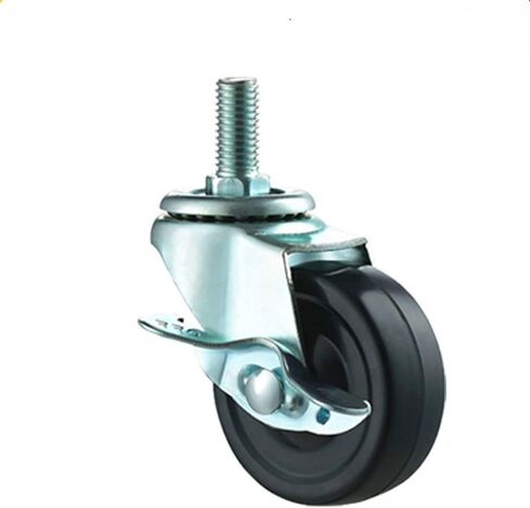 عجلات قدم، 3 بوصات (M12*25) مطاطية، نوع ثقيل، عجلة قدم صناعية بقضيب ملولب، عجلة دوارة معدنية بقفل، أثاث، عربة تسوق (4 مجموعات) in Saudi Arabia