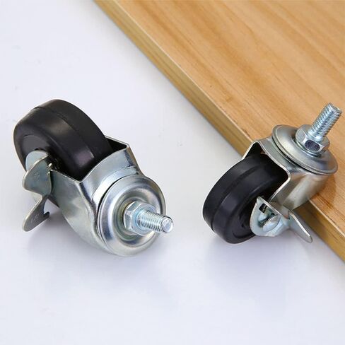 عجلات قدم، 3 بوصات (M12*25) مطاطية، نوع ثقيل، عجلة قدم صناعية بقضيب ملولب، عجلة دوارة معدنية بقفل، أثاث، عربة تسوق (4 مجموعات) in Saudi Arabia