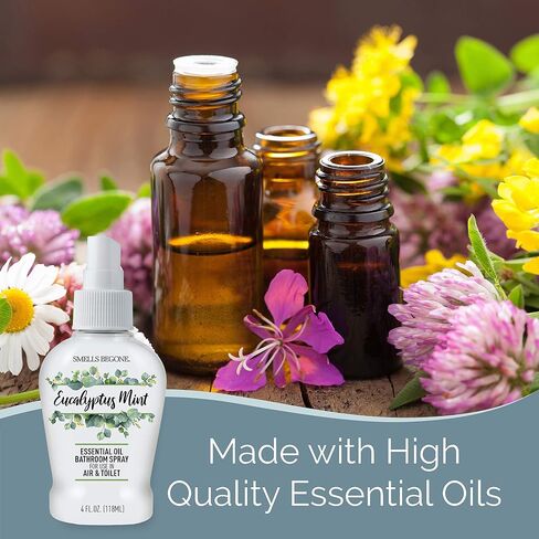 SMELLS BEGONE 4 oz Essential Oil Air Freshener Bathroom Spray - Eliminates Bathroom & Toilet Odors - Made with Essential Oils - Eucalyptus Mint Scent in Saudi Arabia