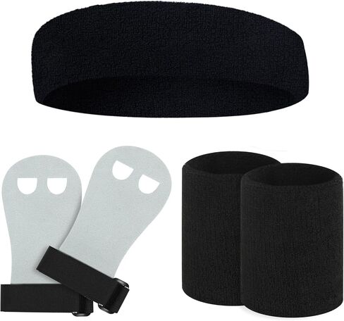 Vefungyan Gymnastics Hand Grips Wristbands Sets: 5PCS Bar Grips Palm Protectors and Headband for Girls Kids Youth Support Sports Accessories for Kettlebells, Weightlifting, Workout and Exercise in Saudi Arabia