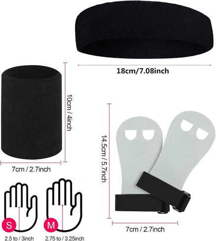 Vefungyan Gymnastics Hand Grips Wristbands Sets: 5PCS Bar Grips Palm Protectors and Headband for Girls Kids Youth Support Sports Accessories for Kettlebells, Weightlifting, Workout and Exercise in Saudi Arabia