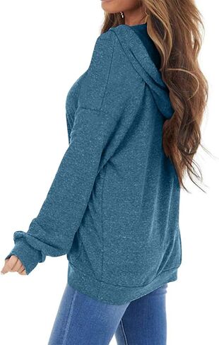 PGANDS Women's Casual Fall Long Sleeve Drawstring Sweatshirt Hoodies Cute Loose Lightweight Solid Pullover Tops with Pocket in Kuwait