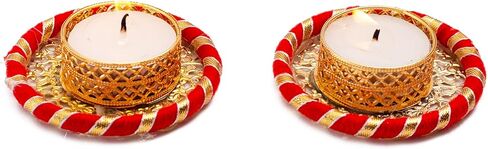 مجموعة من 2 ديكور ديوالي دياس T ضوء Tealight حامل شموع نذرية بدون شمع أضواء مصباح ديوالي الهدايا والديكورات ديكور احتفالي Deepawali Puja لهجات ديكور المنزل الاحتفالية in Kuwait