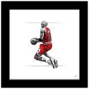 Trends International Gallery Pops Michael Jordan - Art Sketch Reverse Dunk Wall Art Wall Poster, 12" x 12", Black Frame Version