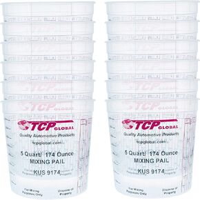 Box of 48-174-Ounce (5-Quart) Paint & Epoxy Mixing Cups Buckets by Restoration Shop - Cups have calibrated mixing ratios on side of cup Epoxy Resin