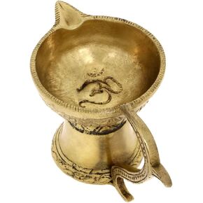 Zap Impex® Brass, Handmade Oil Lamp, Simple Diya with Handle, 12.7 Centimeters