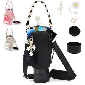 Stanley Cup Accessories Set Including Water Bottle Carrier Bag,Water Bottle Holder with Strap,Straw Cover,Stanley Charms,Silicone Boot for Stanley 40oz 30oz Tumbler