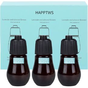 HAPPTWS 3-Pack Essential Oil Kit - Diffuser Oil Use to HAPPTWS Waterless Diffuser Almond Flower Lavender Blend Essential Oil