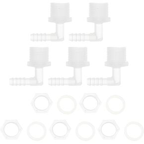 Plastic Hose Barb Fitting 1/4" Hose ID G1/2 Male NPT Elbow Barb Connector PP 1 Set