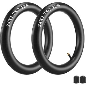 TD Inner Tubes 24'' Inner Tubes Fit 1.75/1.95/2.10/2.125 Bike Tubes with 32mm/1.25'' Straight Schrader Valve for Kid Bike Racing Junior Range Bikes and Mountain Bikes Puncture Proof Heavy Duty, 2pcs