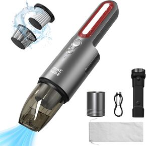 Minthouz Car Vacuum,Mini Portable Cordless Hand held Vacuum Powerful Suction Equipped with LED Light,Large Capacity Battery and USB 3.0 Fast Charging Tech,for Car,Home, Office