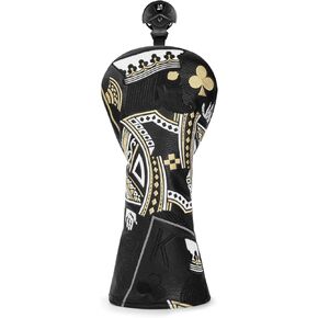 Golf Head Covers,Black Poker Diamond King 3 Wood Headcover Golf Driver Cover Fariway Wood Headcover Hybrid Head Covers Golf Club Covers for Most Brand