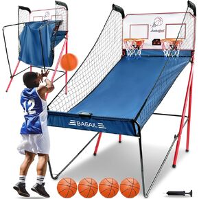 BAGAIL Basketball Arcade Game, Electronic Basketball Shooting Game with 8 Game Modes, Arcade Sounds, Foldable Frame, 4 Balls, Inflation Pump, Ideal Indoor Sport Games for All Players