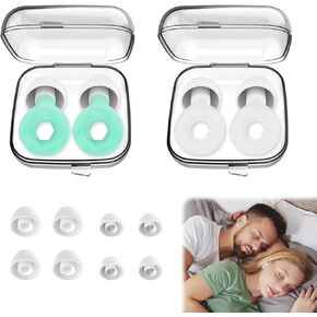 Earplugs Noise Cancelling Silicone Ear Plugs Reusable Ear Plugs (Green & White, One Size)