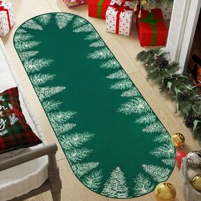 jinchan Christmas Round Rug 4ft Area Rug Red Xmas Tree Rug Washable Rug Circle Rug Round Non Slip Soft Rug Holiday Decor for Kitchen Bedroom Foyer Nursery Living Room Entryway(Red,4ft Round)