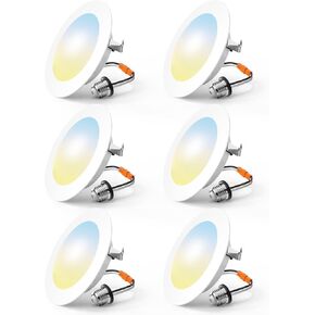 FREELICHT 6 عبوات من مصابيح LED المحدثة مقاس 6 بوصات، قابلة للتحديد 2700K/3000K/4000K/5000K/6000K، مصابيح LED مسطحة قابلة للتعتيم، 10 وات = 110 وات، 1000 لومن، تصنيف IC ورطب، معتمدة من ETL وFCC in Kuwait