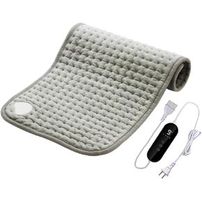Electric Heating Pad for Back Pain Relief, Heating Pad for Period Cramps with 9 Heat Settings & 4 Timer Settings, Portable Heat Pad for Shoulder, Neck, Cramp(Light Gray, 12''×24'')