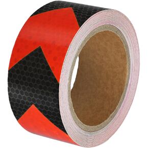 ACROPIX Universal 5cmx10m Red and Black Arrow Reflective Stickers Reflective Tape Safety Warning Reflective Protector - Pack of 1