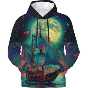 Cool Hoodies For Men Novelty Mens Graphic Hoodies Funny Pullover Hoody 3D Printed Hooded Sweatshirt With Big Pockets