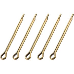 uxcell Split Cotter Pin - 3mm x 40mm (1/8 inch x 1 37/64 inch) Solid Brass 2-Prongs Gold Tone Fastener Clip Key 5Pcs