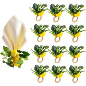 Napkin Rings Set of 12, Lemon Napkin Holder Buckles, Fall Thanksgiving Napkin Rings for Dinner Table Decoration, Christmas, Weddings, Banquets, Parties, and Easter Celebrations