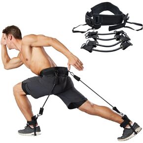 Vertical Jump Trainer Leg Strength Resistance Bands Set,Speed Agility Training Strength Ankle Straps Jump Trainer for Basketball,Triple Jump,Football,Volleyball,MMA,Yoga Training