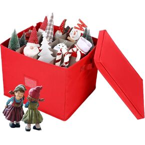 Christmas Figurine Collectibles Storage Boxes, Carolers Figurine Storage Container, Adjustable Compartment for Storing 14 Inch Tall Carolers, Organizer Stores for Twelve Carolers (Green)