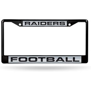 Rico Industries NFL Las Vegas Raiders Black Black Laser Cut Chrome Frame 12" x 6" 12" x 6" Black Laser Cut Chrome Frame - Car/Truck/SUV Automobile Accessory