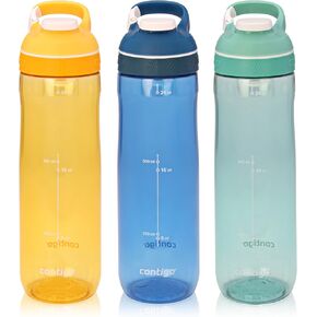 Contigo AUTOSEAL Cortland Water Bottles, 24 oz, Marigold/Monaco/Grayed Jade, 3-Pack