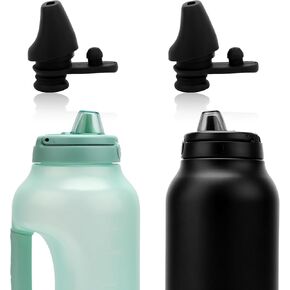 2pcs Bite Valve Replacement for Ello Hydra 64oz Stainless Steel Jug Lid, Silicone Water Bottle Spout Replacement Parts Free BPA Compatible with Ello Hydra 64oz Half Gallon Cap Water Jug (Black)