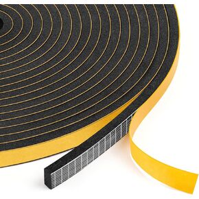 Weather Stripping Door Seal Strip, 1/2 Inch X 1/4 Inch X 26Feet, Strong Adhesive Seal Foam Tape, Weather Stripping Tape Used on Windows and Doors for Good Sealing, Heat Insulation and Vibration Dampin