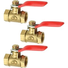 VIKKSAER Brass 3 PCS Mini Ball Valve Shut Off Switch, 1/4" NPT Female X 1/4 INCH NPT Female Pipe Fittings